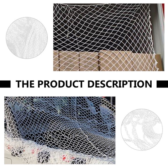 LOLIPPYY 1Pc White Car Mesh Net Cover Durable Trailer Heavy Cargo Net for Secure Load Transport