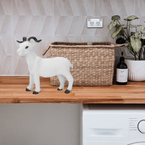 LOLIPPYY 1Pc White Goat Creature Model Durable Land Animal Ornament for Desktop Decoration