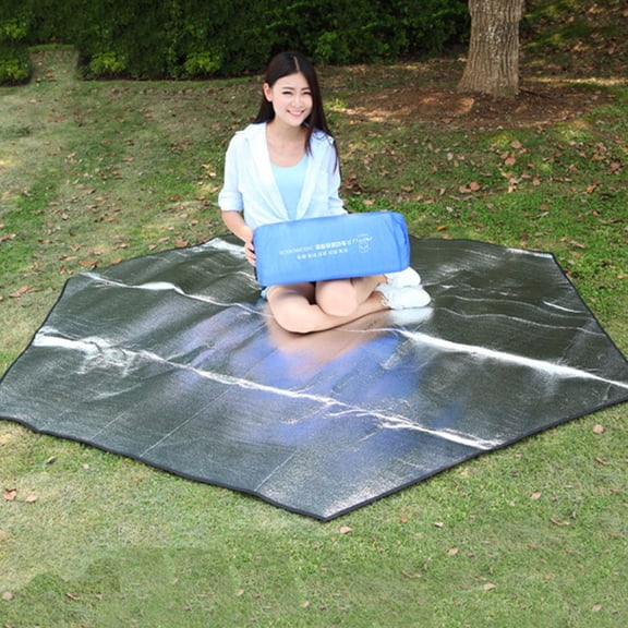 LOLIPPYY 1Pc White Portable Aluminum Film Picnic Blanket Perfect for Beach Tent Floor and Camping