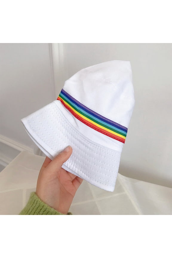 1Pc White Wide Brim Cotton Sun Protection Hat Fashion Bucket Hat for Summer Outdoor Use