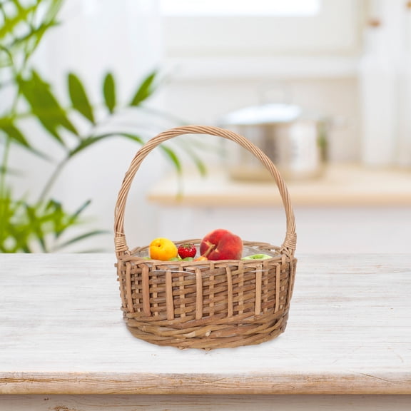 LOLIPPYY 1Pc Woven Floral Basket Khaki Handmade Storage For Homeowners Decor