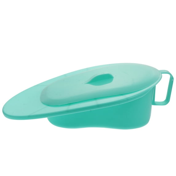 LOLIPPYY Plastic Bed Pan with Handle, 1 Piece Green PP Material, Easy to Clean for Home Care and Bedridden Patients