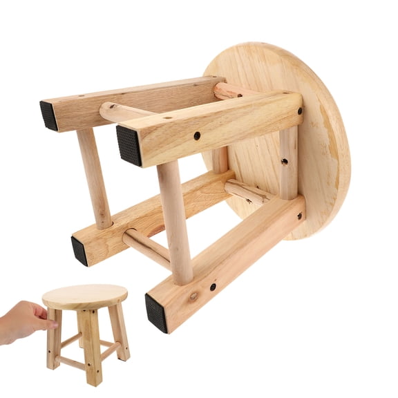LOLIPPYY Beige Wooden Foot Stool, 1 Piece Small Round Anti- Stool for Bathroom and Home Use