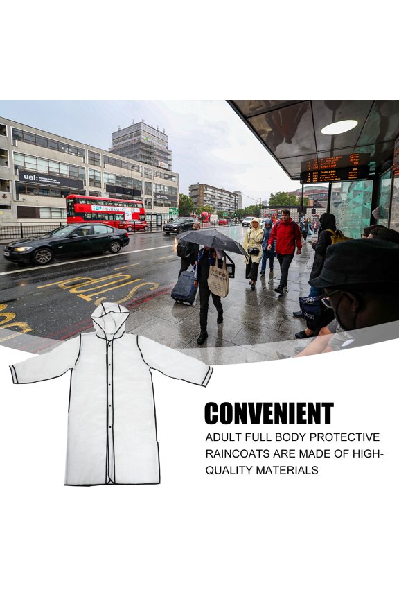 1Pcs Clear Rain Jacket Black High-temperature-resistant Fashionable Style Hiking Raincoat