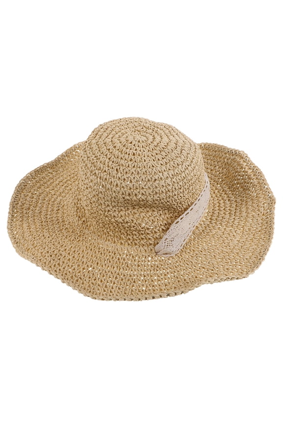 1Pcs Cool Crochet Sun Hat for Women Hand Woven Paper Grass with Sun Protection for Summer Vacations