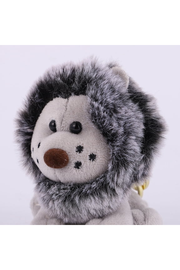 1Pcs Cute Animal Keychain Plush Lion Key Chain Grey for Decoration