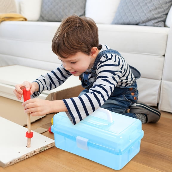 LOLIPPYY 1Pcs Hand Held Tool Box Plastic Blue for General Users and Home Organization