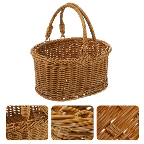 LOLIPPYY Hand Woven Basket Light Brown 1Set 9x7x9in