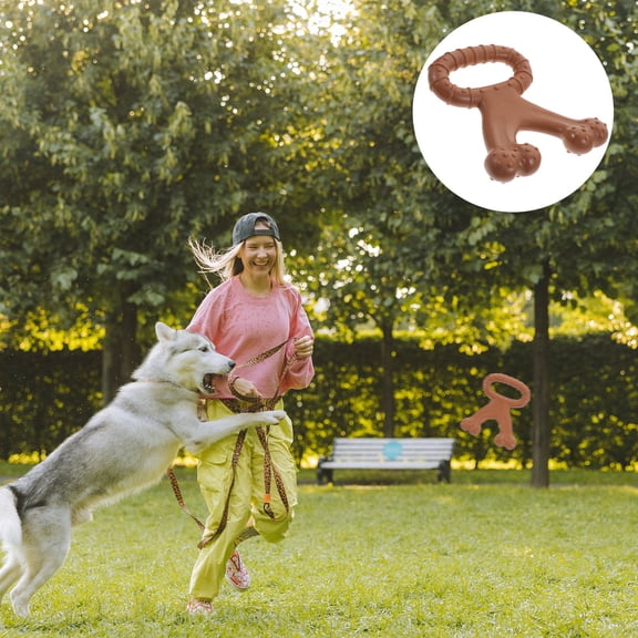 LOLIPPYY Interactive Dog Toy, 1 Piece Light Brown Nylon Chew Toy for Mental Stimulation, Size 6.3x5.5 inches