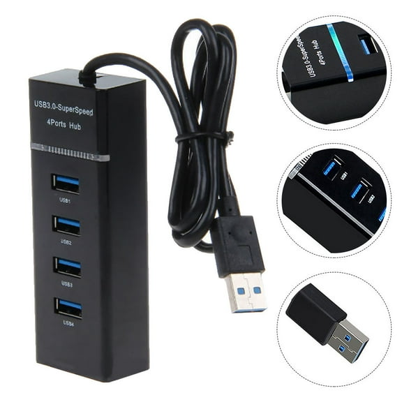 LOLIPPYY 1Pcs Multi Port USB Adapter Ultra Slim Black USB Hub for Equipment