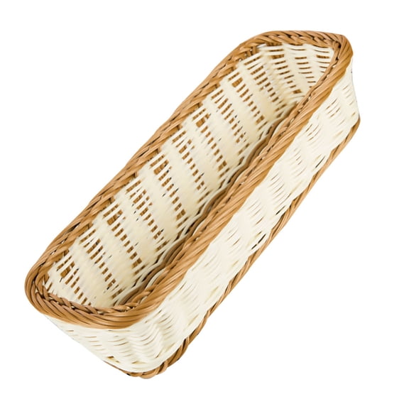 LOLIPPYY 1Pcs Multifunctional Basket Rectangular Imitation Rattan for Living Room White