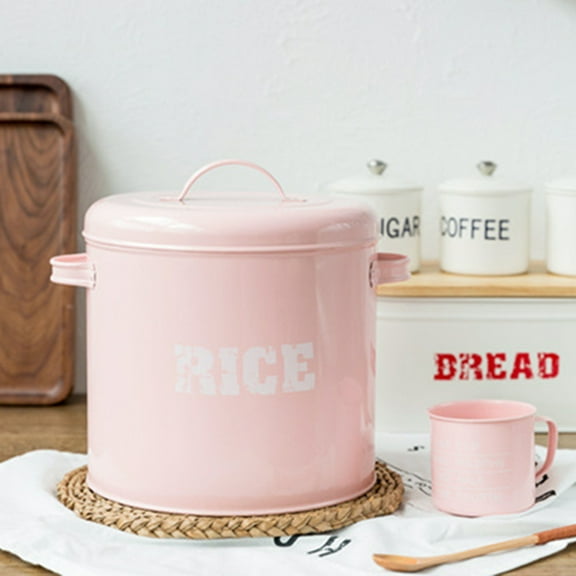 LOLIPPYY 1Pcs Pet Supplies Dog Food Container Sealed Galvanized Iron Pink for Pet Shop Use
