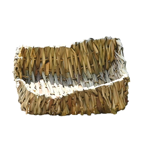 LOLIPPYY 1Pcs Small Animals Pet Nest Light Brown Reed Grass Simple Design Year-round Use