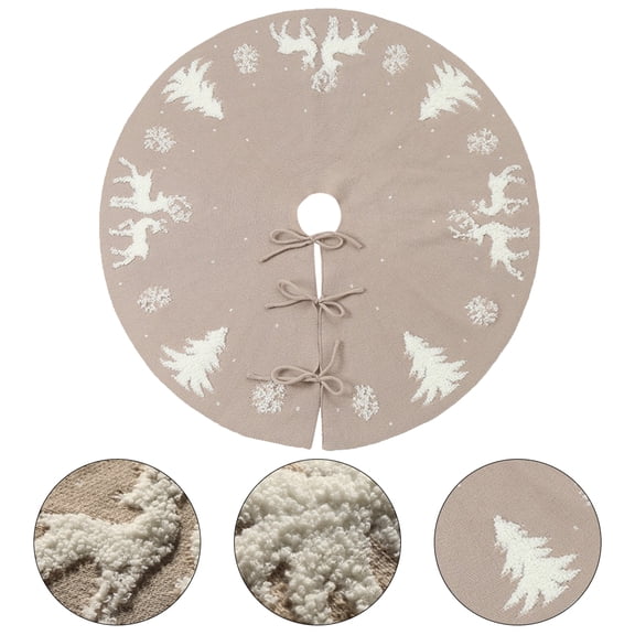 LOLIPPYY 1Pcs Soft Tree Skirt Beige 3D Stereo Decorative Under Christmas Tree For Families