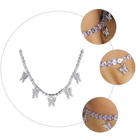 LOLIPPYY 1Pcs Sparkly Choker Necklaces Rhinestone Alloy Neck Jewelry for Lady Festive Dinners