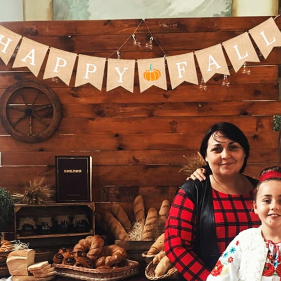 LOLIPPYY 1Pcs Thanksgiving Decor Khaki Bunting Flag Decoration for Autumn Celebration