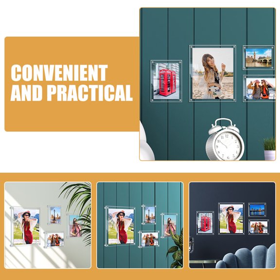 LOLIPPYY Artistic Acrylic Photo Frame, Easy Install Flexible Arrangement Picture Display for Home Office Gallery Wall Decor, 1 Set