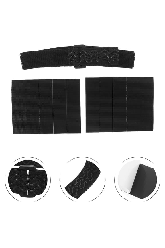 1Set Adjustable Black Elastic Boot Straps with Adhesive Tape for Secure Fit Preventing Slouching and Slipping