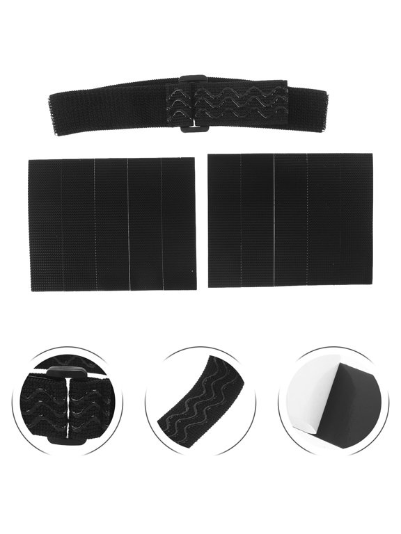 1Set Adjustable Elastic Boot Straps with Adhesive Tape for Secure Fit Black