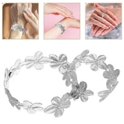LOLIPPYY Boho Floral Open Bracelet Set, Artistic Alloy Jewelry for Women and Girls, Trendy Bohemian Style Accessories