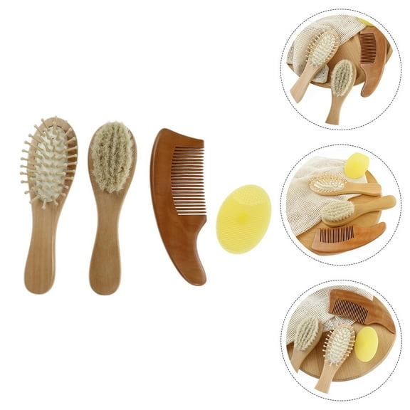 LOLIPPYY 1Set Bath Brush with Soft Bristles and Beech Wood Handle for Gentle Scalp Cleaning and Massage