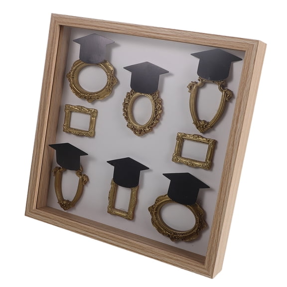 LOLIPPYY 1Set Beige Wooden Shadow Box Photo Frame Graduation Keepsake for Desktop Or Wall Decoration
