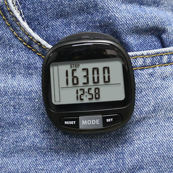 LOLIPPYY Black 3D Pedometer Step Counter with Clip and Lanyard, Accurate Calorie Burn Tracker, 1 Set Fitness Activity Monitor