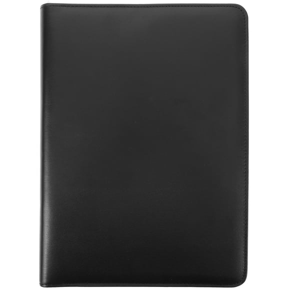 LOLIPPYY 1Set Black Business Portfolio Folder with Zipper Document Organizer and Notepad Holder for Home Use
