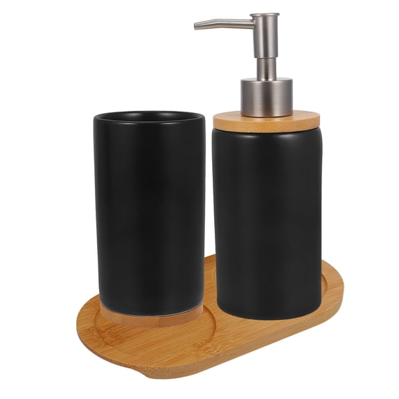 LOLIPPYY 1Set Black Ceramic Bathroom Accessories Set Toothbrush Holder Soap Dispenser for Vanity Storage