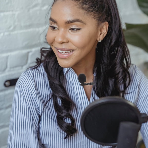 LOLIPPYY 1Set Black Clip-on Lavalier Microphone Portable Mic for Phone Camera Video Recording