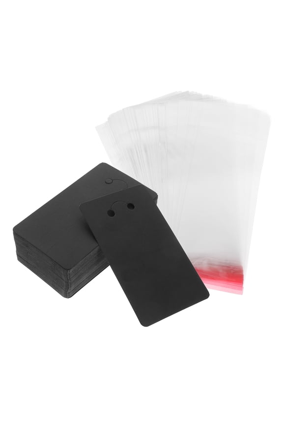 1Set Black Keychain Packaging Card with Clear Bag for Jewelry Display and Small Business