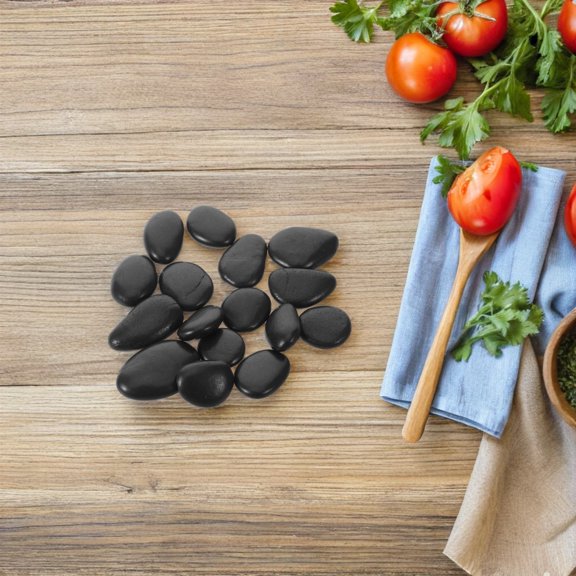 LOLIPPYY 1Set Black Natural Pebble Stones Cooking Rock for Even Heat and Bbq Steak