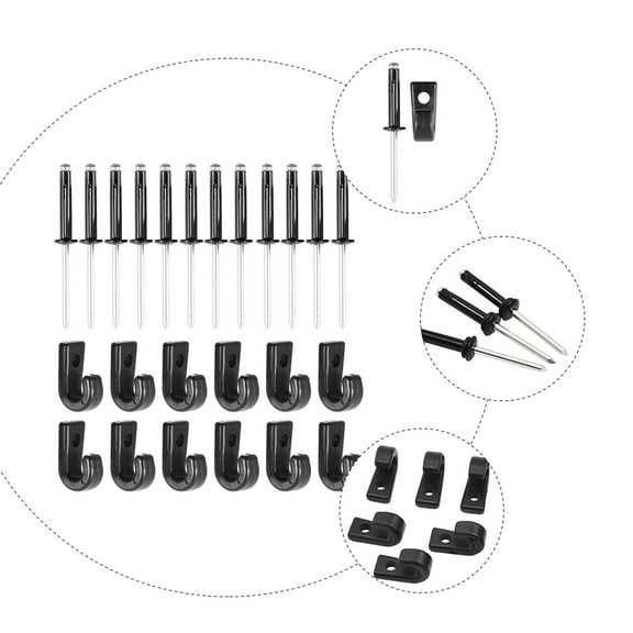 LOLIPPYY Black Nylon Lashing Hook with Aluminum Rivet for Boat Kayak Canoe Bungee Cord, 1 Set Tie Down Accessory