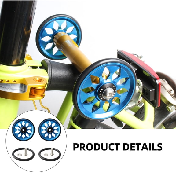LOLIPPYY 1Set Blue Folding Bike Auxiliary Wheel Aluminum Alloy Durable Smooth Riding