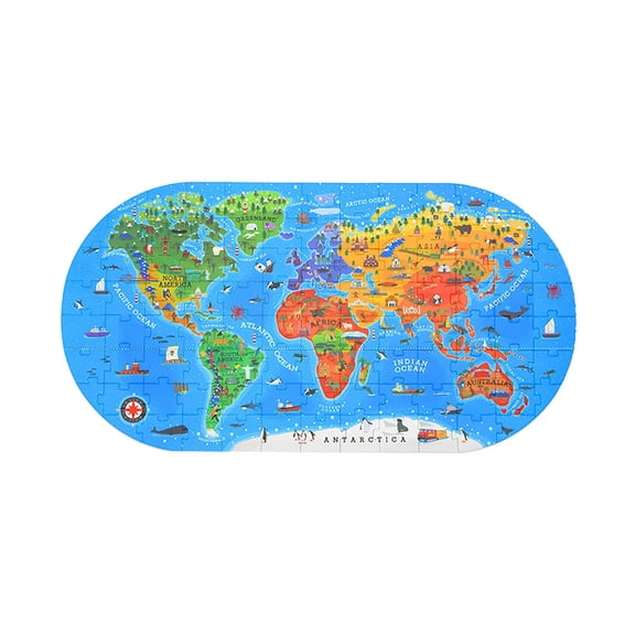 LOLIPPYY 1Set Blue Geography World Map Jigsaw Puzzle for Concentration and Knowledge