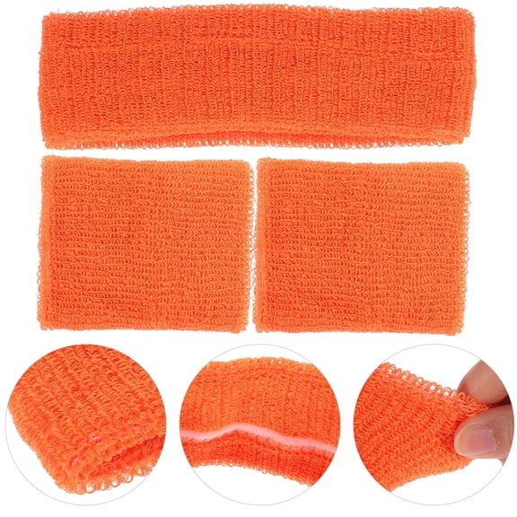 LOLIPPYY 1Set Breathable Orange Athletic Headband with Elastic Wristband for Sports and Yoga Activities