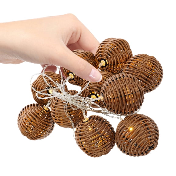 LOLIPPYY 1Set Brown Imitation Rattan String Light LED Decorative Lamp String for Indoor Room Decor and Party Atmosphere