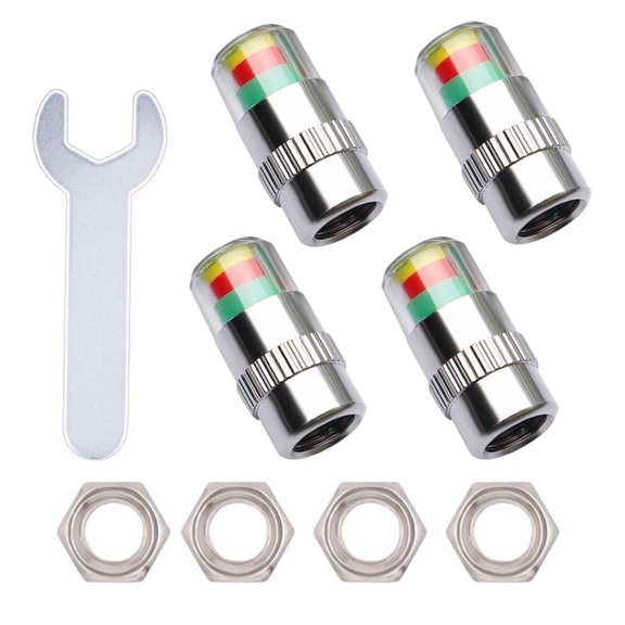 LOLIPPYY 1Set Car Tyre Pressure Caps with Copper Stainless Steel Material and Anti Theft Nut Design