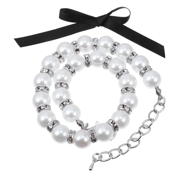 LOLIPPYY 1Set Cat Pearls Collars White Imitation Pearls Collar for Wedding and Party