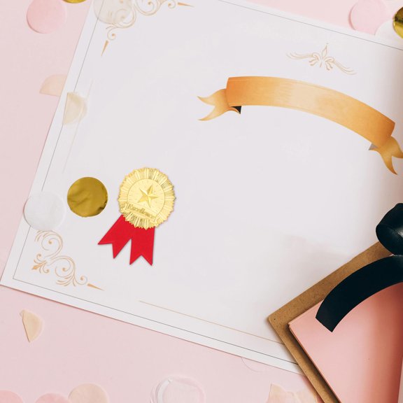 LOLIPPYY 1Set Certificate Award Seal Stickers with Fade Resistant Multi Color Adhesive Design