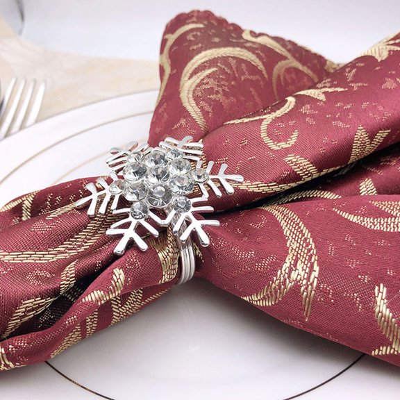 LOLIPPYY 1Set Christmas Napkin Buckles with Glittering Rhinestones for Festive Dining Settings