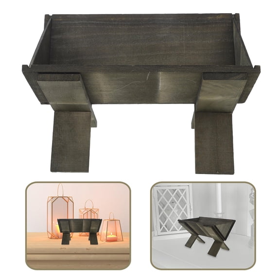 LOLIPPYY Christmas Photo Booth Props Set with Wooden Manger Light for Family Holiday Fun