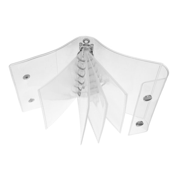 LOLIPPYY 1Set Clear Pocket Size Binder Notebook with Snap Button Closure and PVC Cover