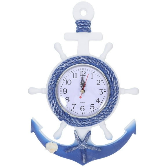 LOLIPPYY 1Set Coastal Clocks For Walls Wooden Boat Anchor Shape Blue Plastic For Home Decor