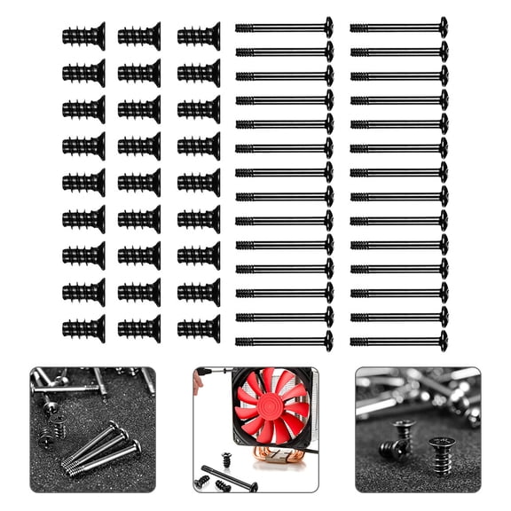 LOLIPPYY 1 Set Computer Cooling Fan Accessories Screw Kit Black Zinc Plated Rust-Resistant Replacement Parts