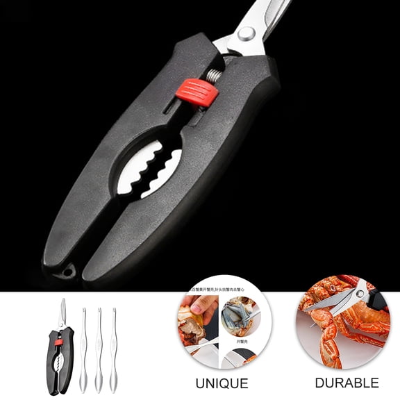 LOLIPPYY 1Set Crab Leg Crackers and Scissors Black Seafood Tools for Efficient Shell Opening