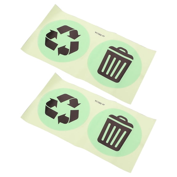 LOLIPPYY 1Set Creative Glow Design Recycle Bin Stickers Black Waterproof Vinyl Trash Can Decals for Daily Use