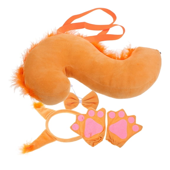 LOLIPPYY 1Set Cute Orange Animal Ear Headband and Tail Cosplay Costume Set for Cosplay Use