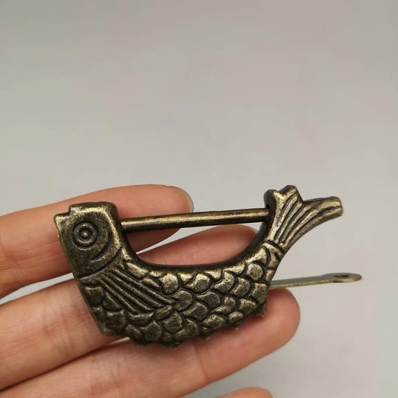 LOLIPPYY 1Set Dark Brown Alloy Fish Shaped Jewelry Box Latch Retro Style Small Box Packing Buckle