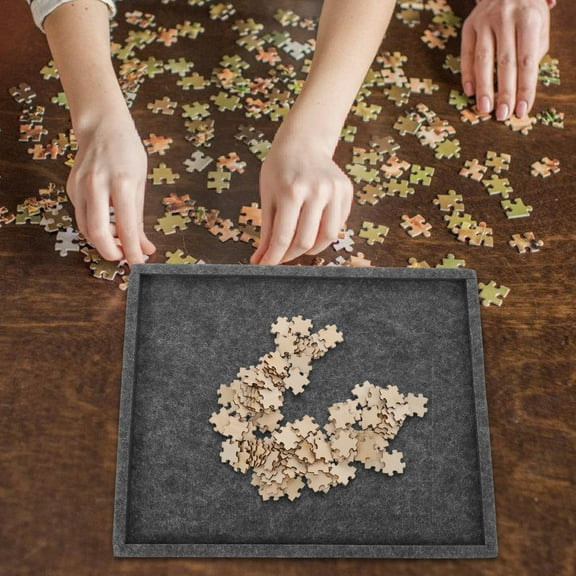 LOLIPPYY Dark Grey Puzzle Sorting with Felt Material, Stackable Board for Easy Puzzle Piece Storage and Organization